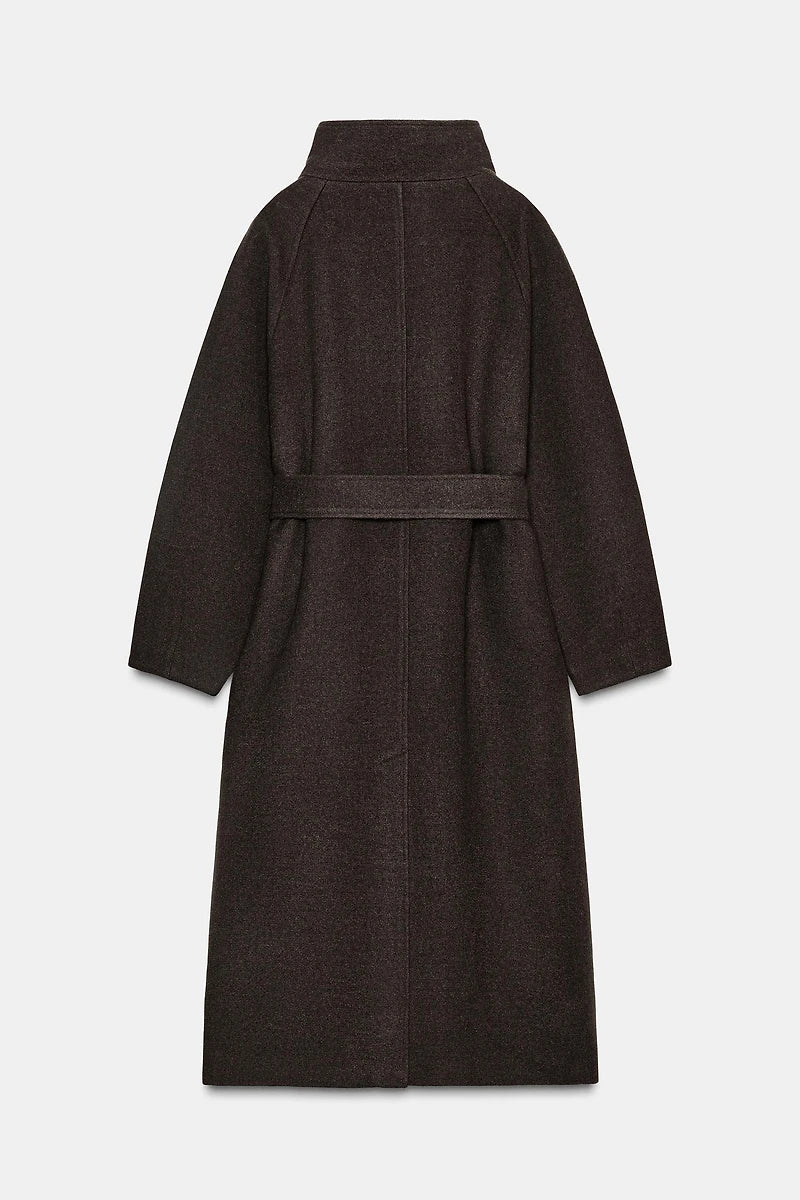HIGH-NECK BELTED COAT